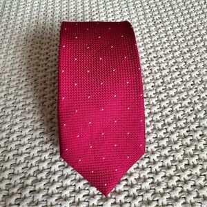CHARLES TYRWHITT Spot Tie Pink & White Woven 100% Silk Tie Men’s London Trendy